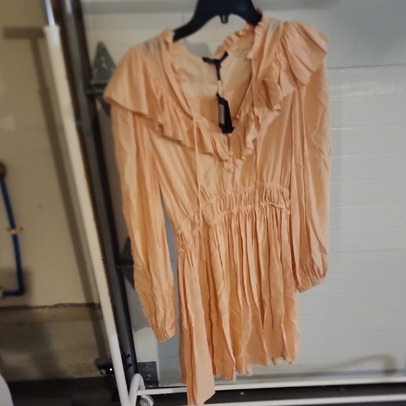 Maje Elegant Peach Long Sleeve Dress - Picture 4 of 6